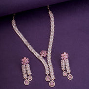 Necklace - Zig Zag CZ Rose Gold Necklace - Opal Touch