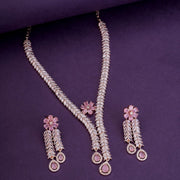 Necklace - Zig Zag CZ Rose Gold Necklace - Opal Touch