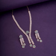 Necklace - Zig Zag CZ Rose Gold Necklace - Opal Touch