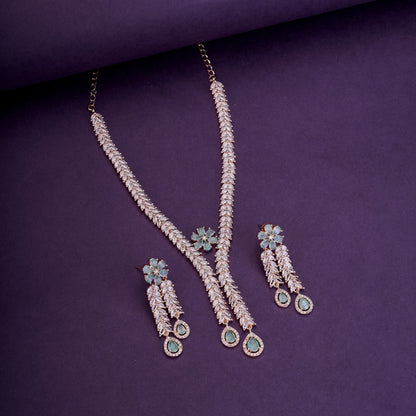 Necklace - Zig Zag CZ Rose Gold Necklace - Opal Touch