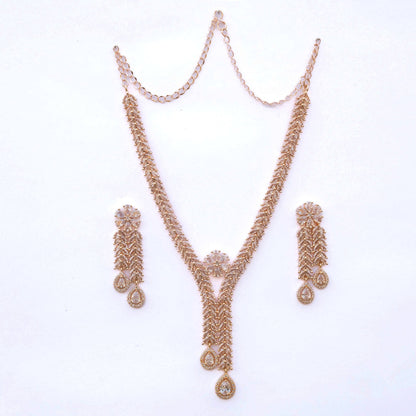 Necklace - Zig Zag CZ Rose Gold Necklace - Opal Touch
