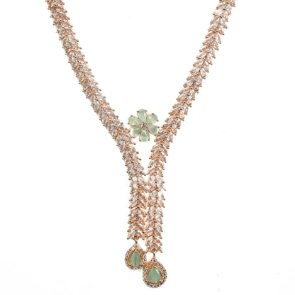 Necklace - Zig Zag CZ Rose Gold Necklace - Opal Touch