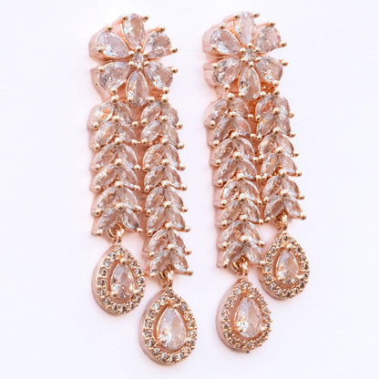 Necklace - Zig Zag CZ Rose Gold Necklace - Opal Touch