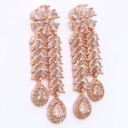 Necklace - Zig Zag CZ Rose Gold Necklace - Opal Touch
