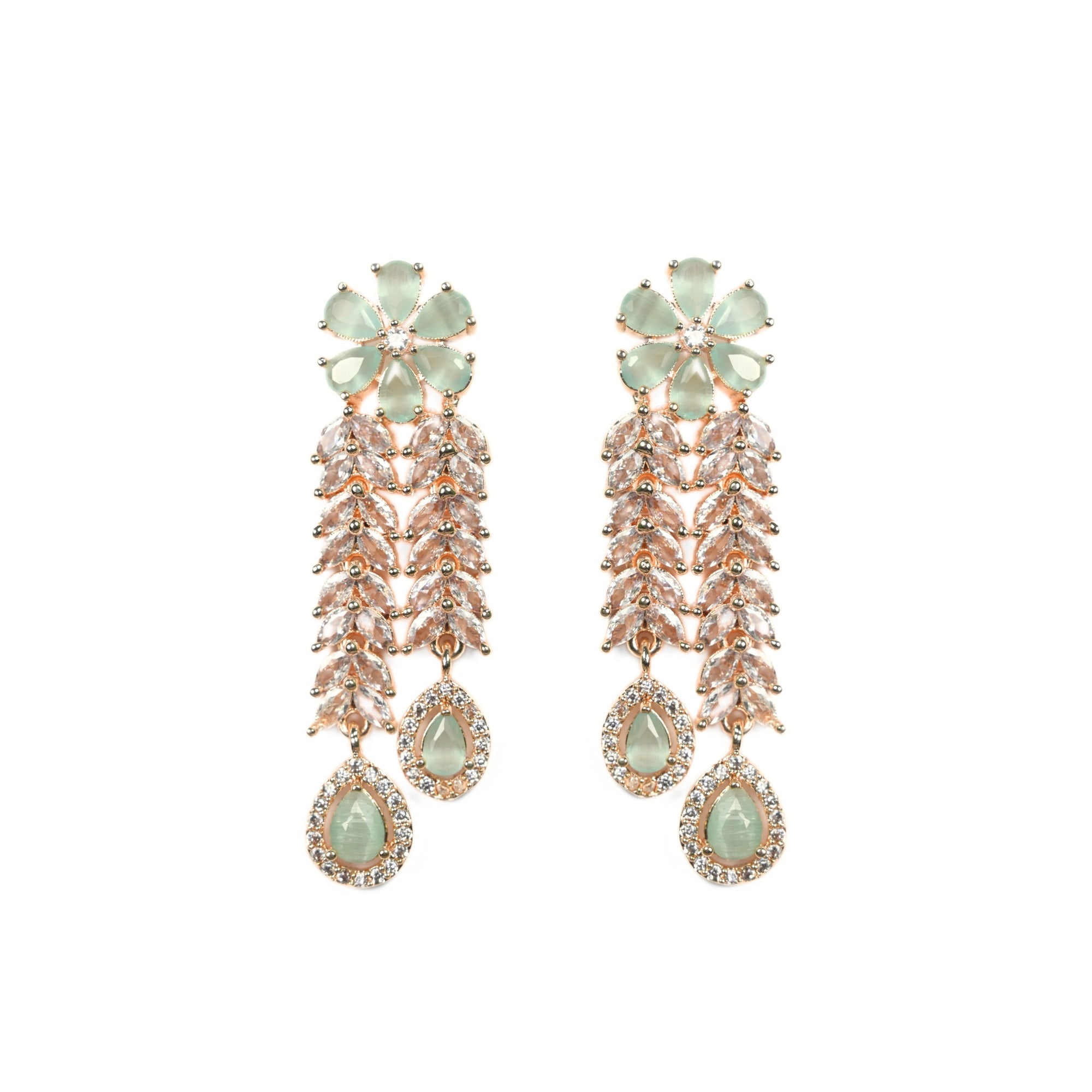 Necklace - Zig Zag CZ Rose Gold Necklace - Opal Touch