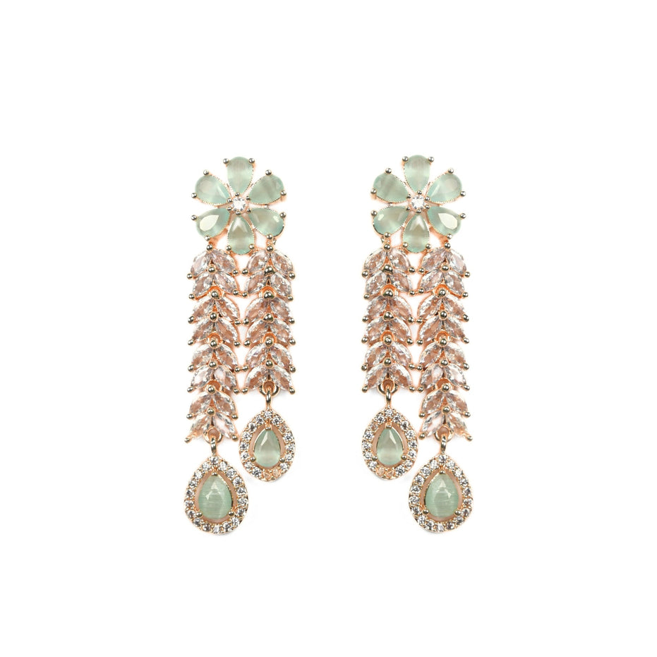 Necklace - Zig Zag CZ Rose Gold Necklace - Opal Touch
