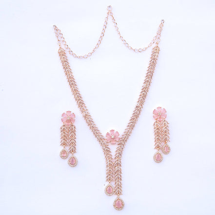 Necklace - Zig Zag CZ Rose Gold Necklace - Opal Touch