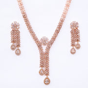 Necklace - Zig Zag CZ Rose Gold Necklace - Opal Touch