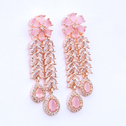 Necklace - Zig Zag CZ Rose Gold Necklace - Opal Touch