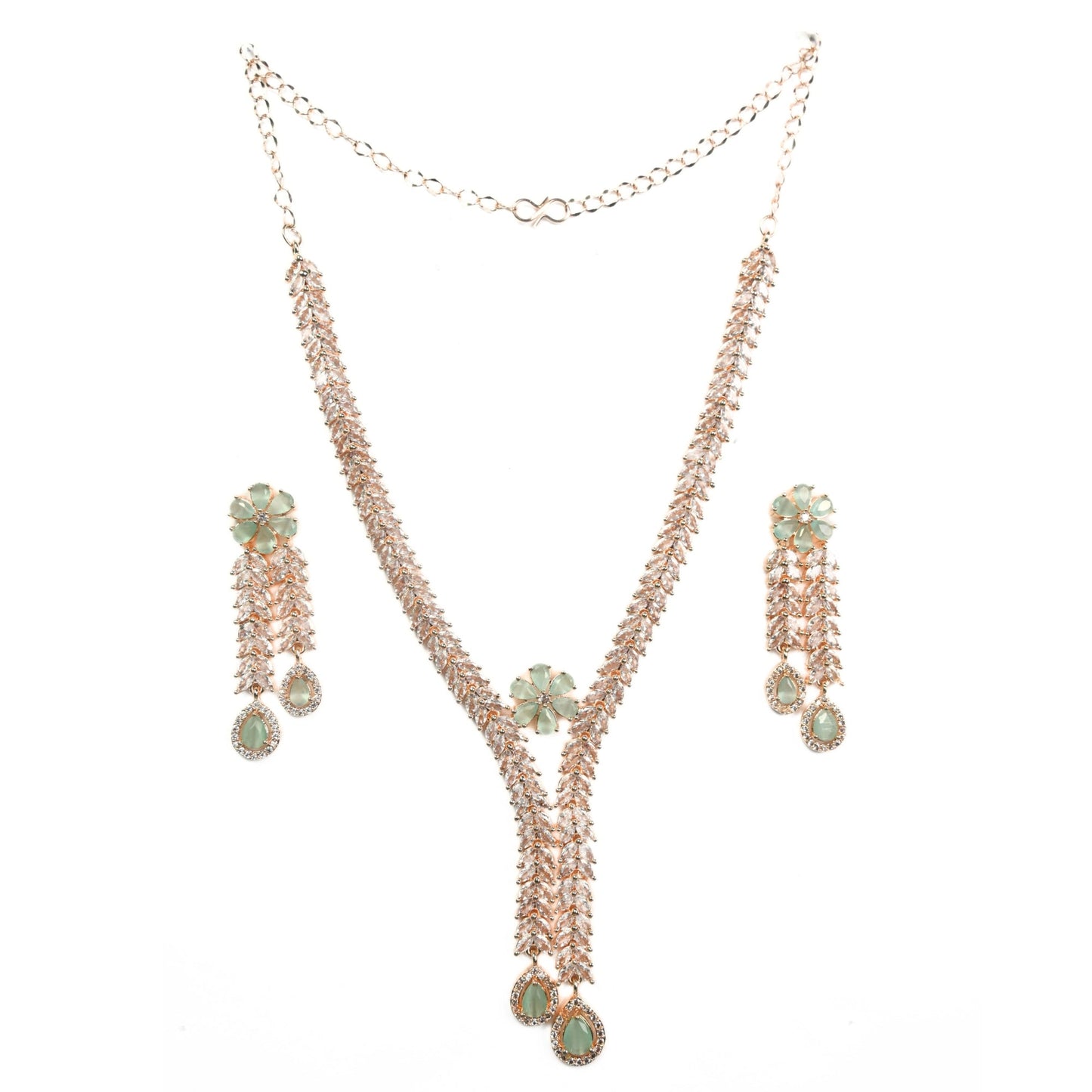 Necklace - Zig Zag CZ Rose Gold Necklace - Opal Touch