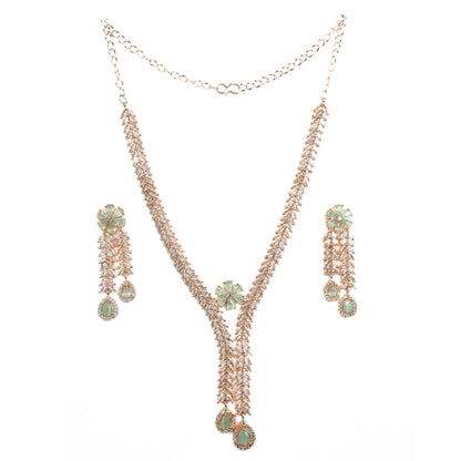 Necklace - Zig Zag CZ Rose Gold Necklace - Opal Touch