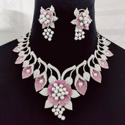 Opal Touch - Enchanting Flower Petals Rhodium Necklace - Necklace