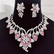 Opal Touch - Enchanting Flower Petals Rhodium Necklace - Necklace