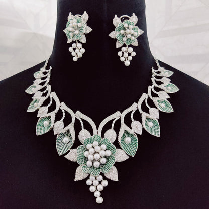 Opal Touch - Enchanting Flower Petals Rhodium Necklace - Necklace