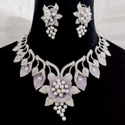 Opal Touch - Enchanting Flower Petals Rhodium Necklace - Necklace