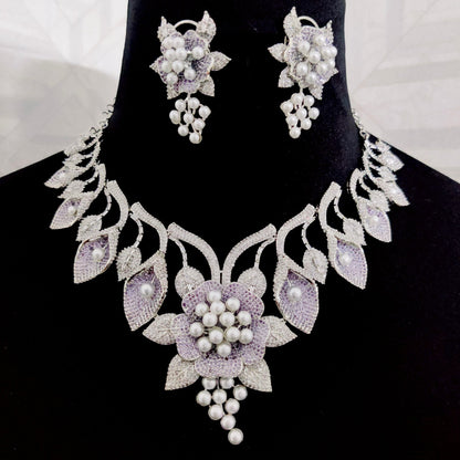 Opal Touch - Enchanting Flower Petals Rhodium Necklace - Necklace