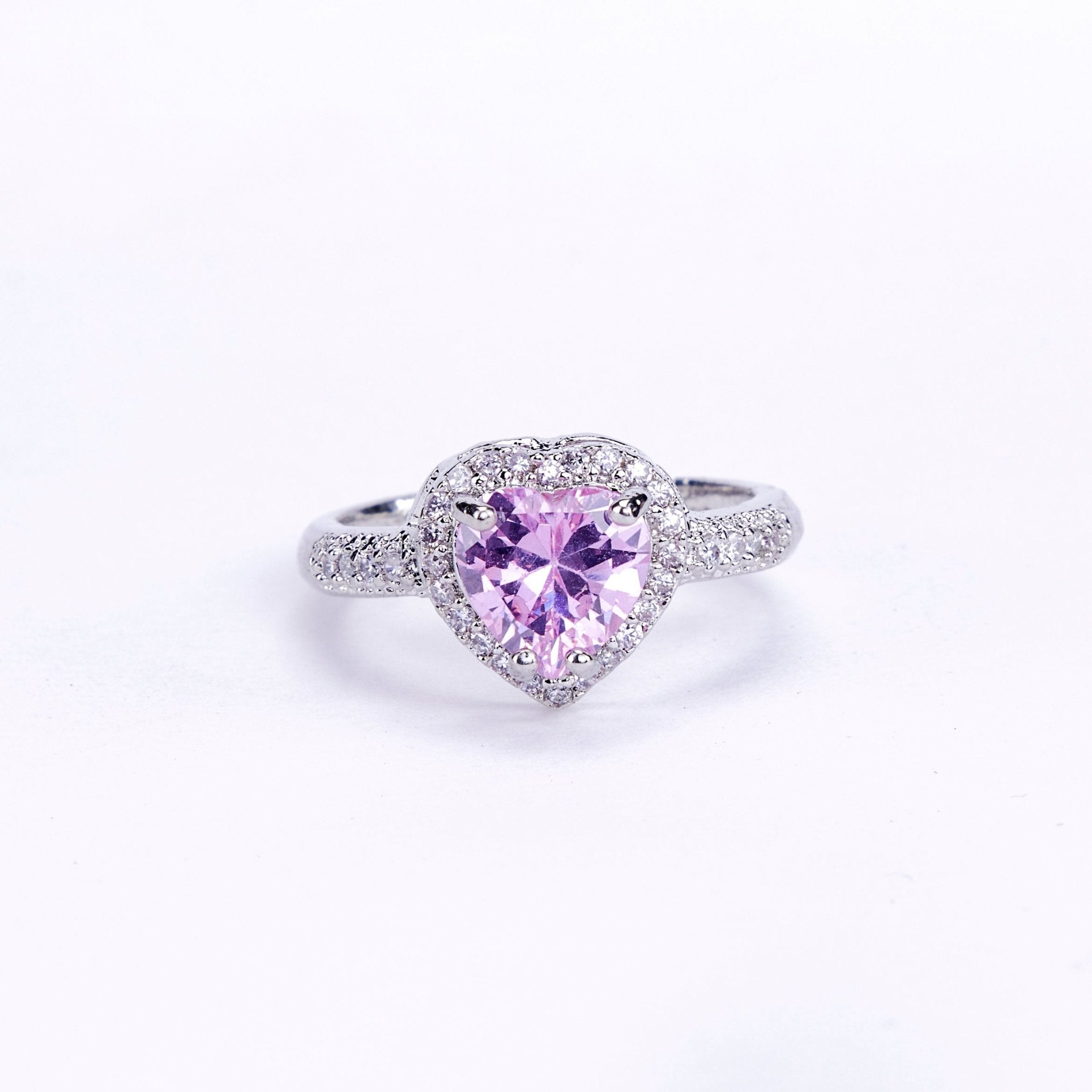 Opal Touch - Rhodium Pink Cubic Zirconia Ring -