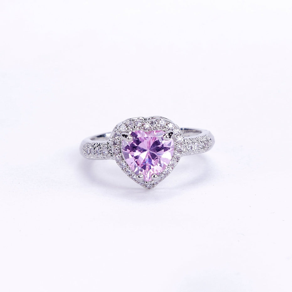 Opal Touch - Rhodium Pink Cubic Zirconia Ring -