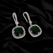 Opal Touch - Square Rhodium Hook Back Earrings - Earrings