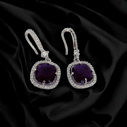 Opal Touch - Square Rhodium Hook Back Earrings - Earrings