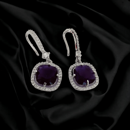 Opal Touch - Square Rhodium Hook Back Earrings - Earrings