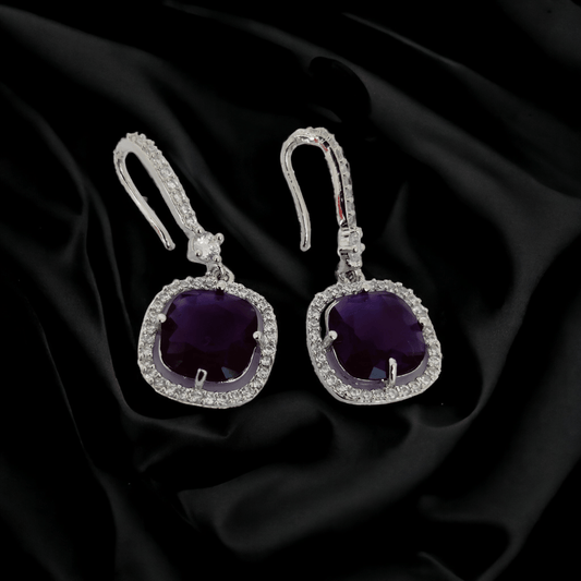 Opal Touch - Square Rhodium Hook Back Earrings - Earrings